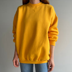 1990s Heavyweight Discus Mustard Yellow Sweatshirt with a Single V