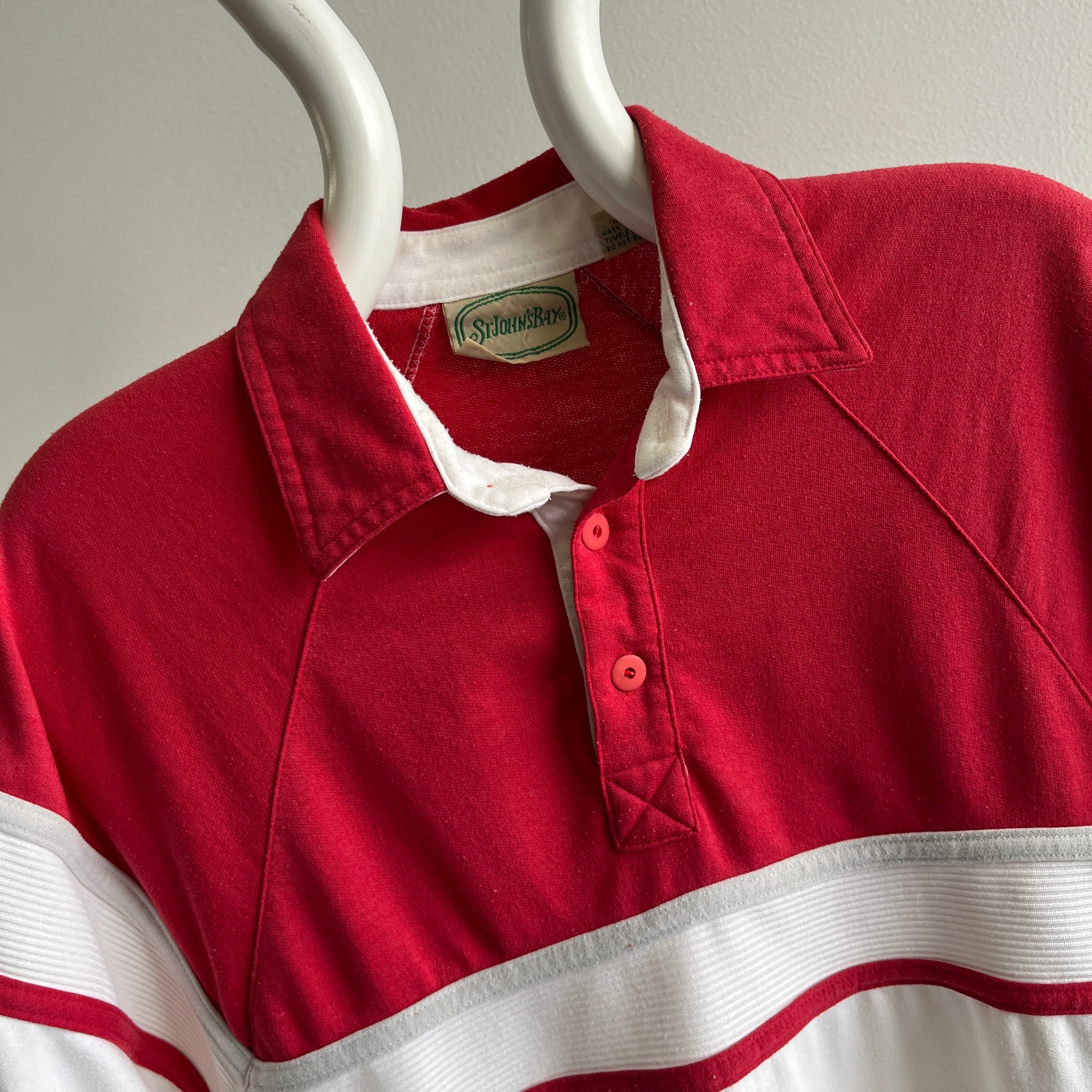 1980s St. John's Bay Warm Up/Shirt Color Block Polo