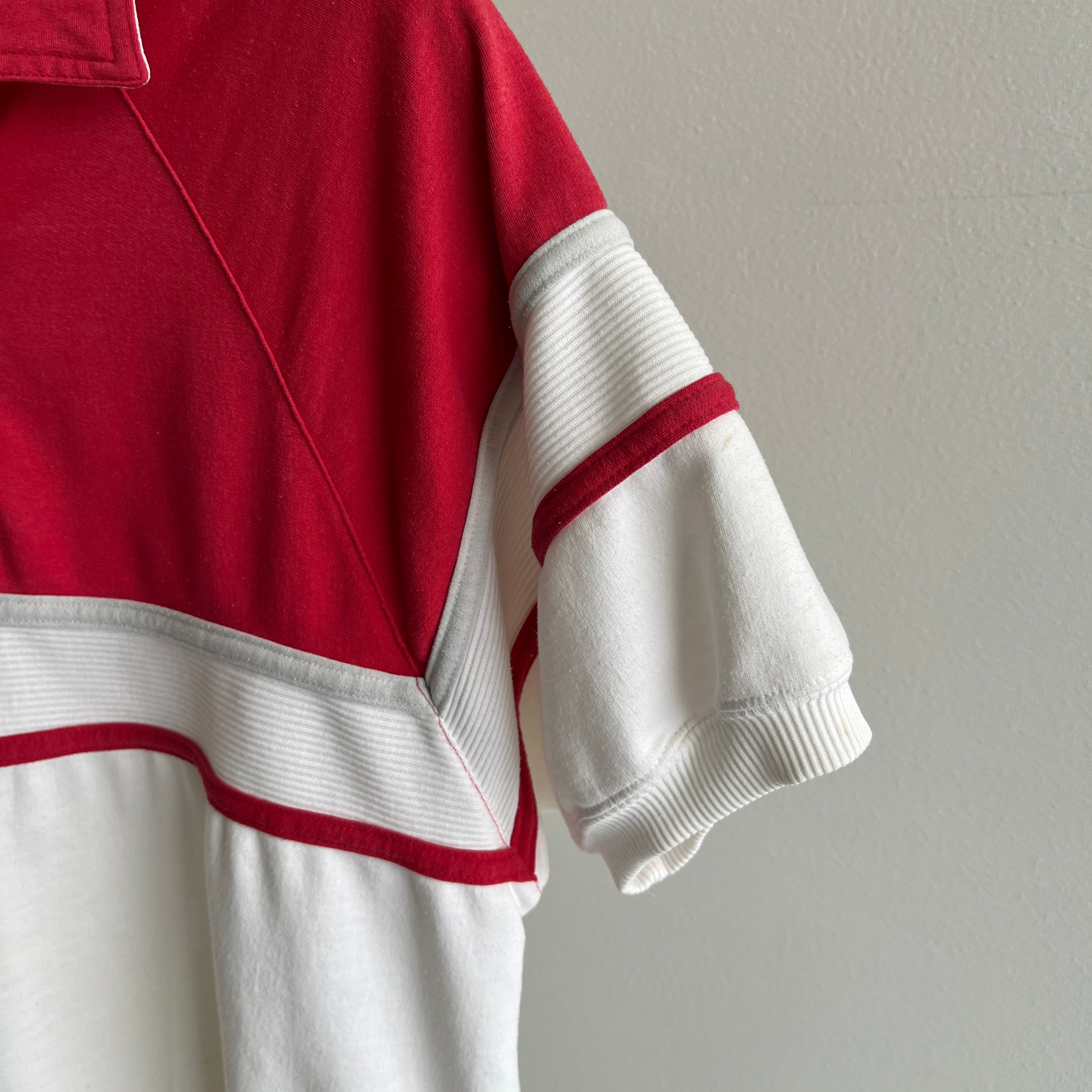 1980s St. John's Bay Warm Up/Shirt Color Block Polo