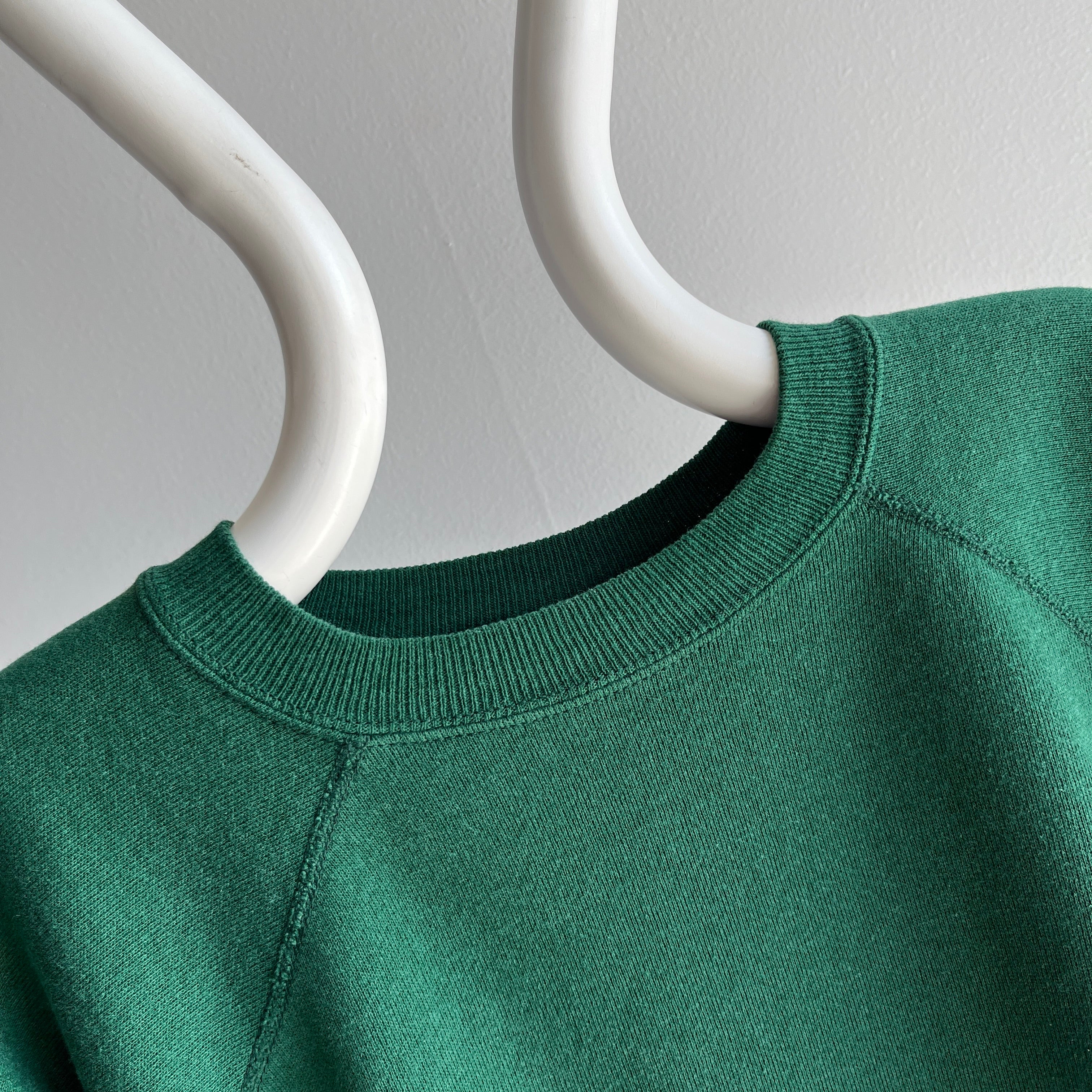 1980s White Spruce Green Raglan Sweatshirt - A Keeper!