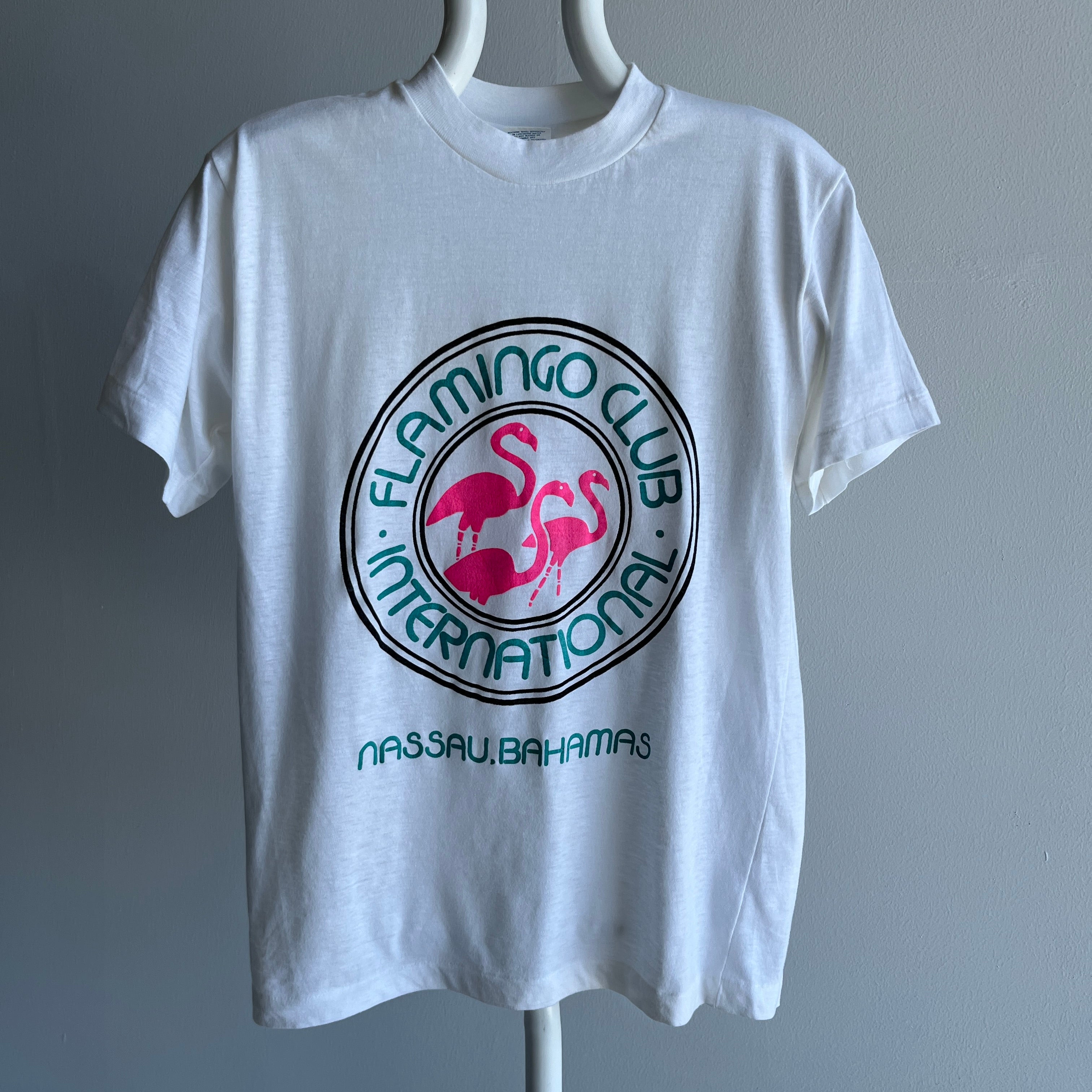 1980s Flamingo Club International Nassau, Bahamas - Tourist T-Shirt