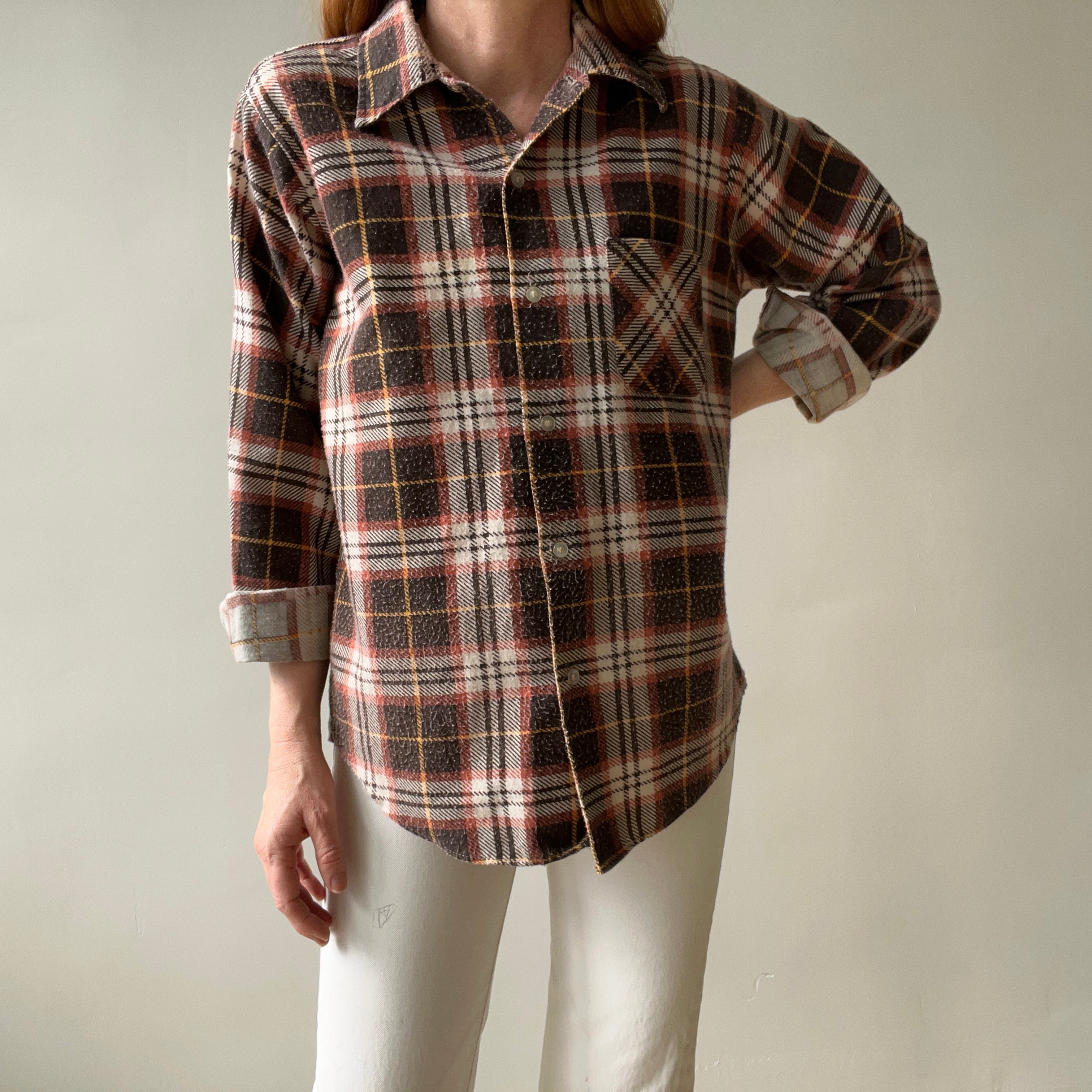 1970s Northway Single Sided Soft and Slouchy Lightweight Brown Flannel