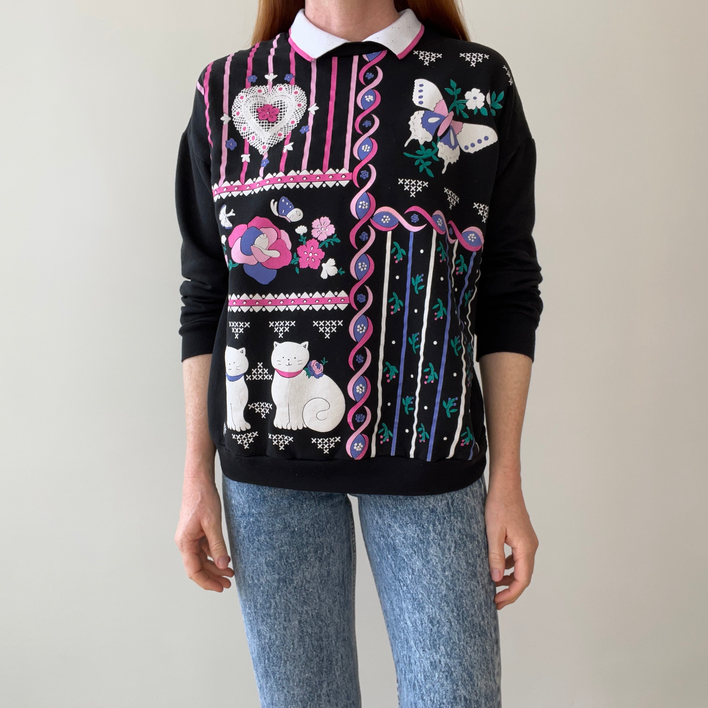 1980s Fancy Cat Lady Sweatshirt Relic