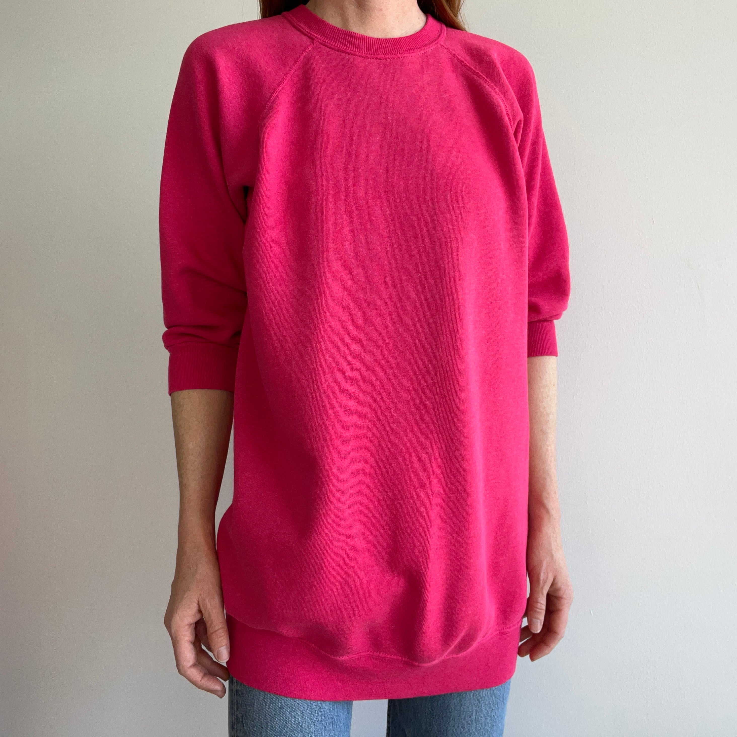 1980s Hot Pink Sweatshirt Dress By Bassett Walker - Oh My!