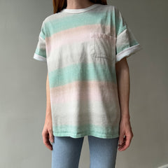 1980s Surf/Skate Striped Graphic Pocket T-Shirt