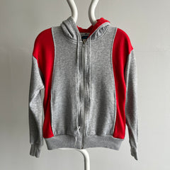 1980s Color Block Zip Up Hoodie