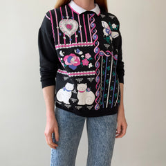 1980s Fancy Cat Lady Sweatshirt Relic