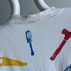 1980/90s DIY Tool Deep V Sponge Paint Nicely Stained T-Shirt