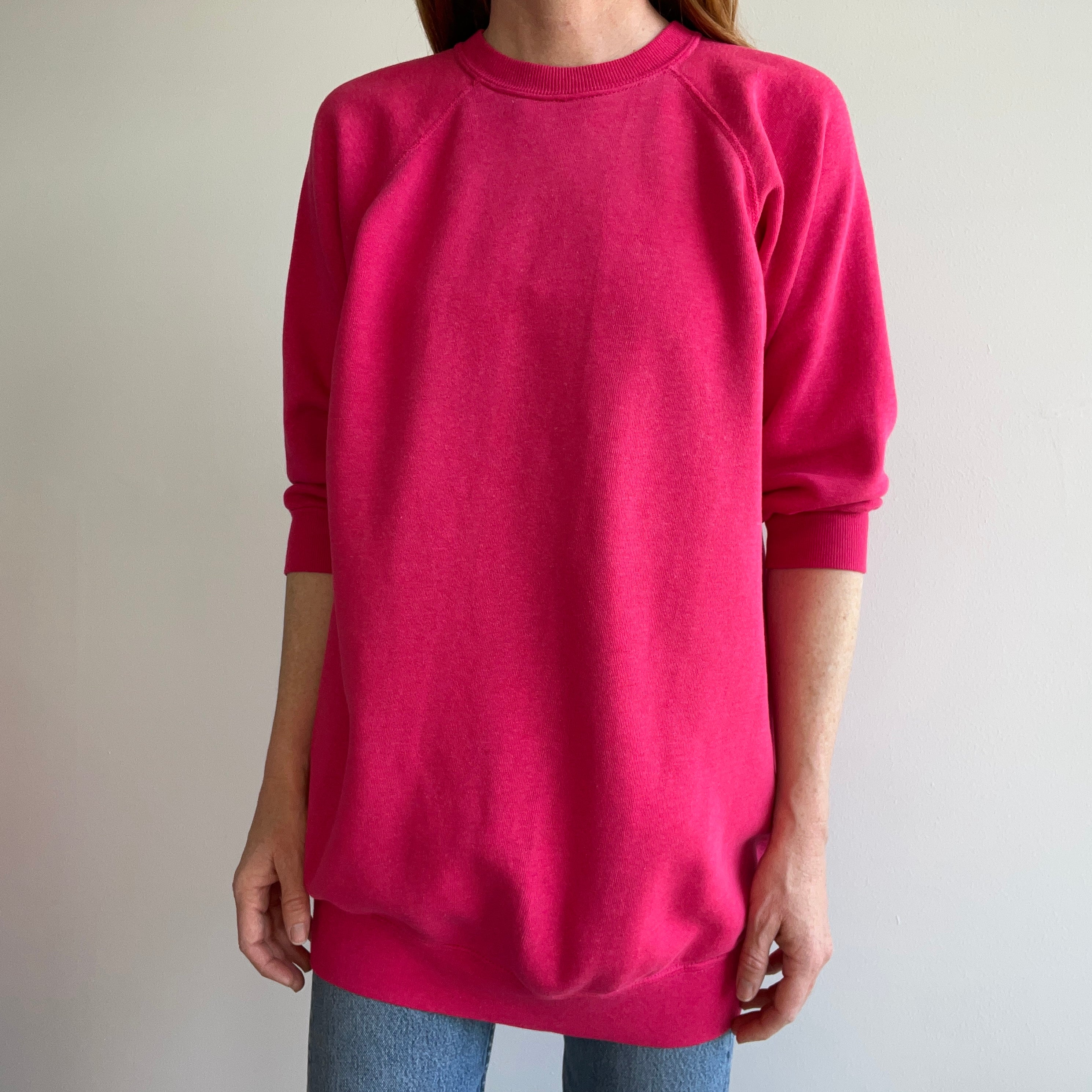 1980s Hot Pink Sweatshirt Dress By Bassett Walker - Oh My!