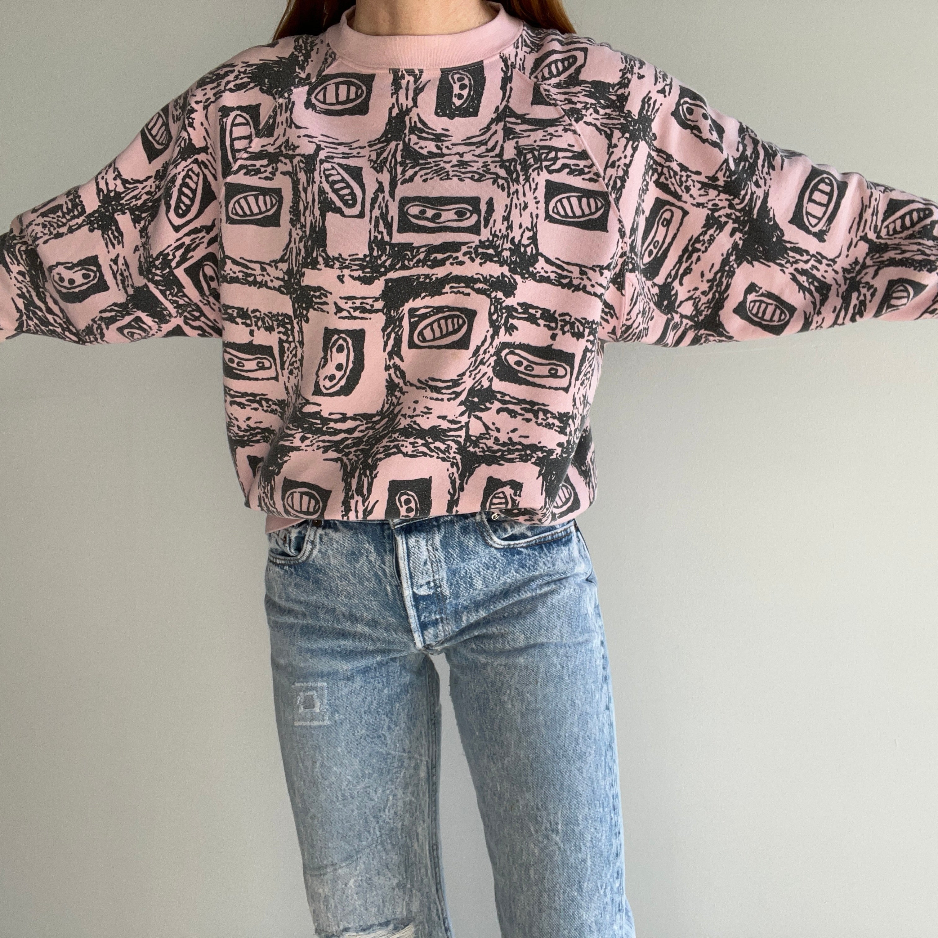 1980s Microbe (?) Super Cool Pale Pink Sweatshirt