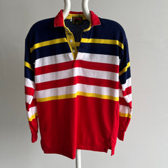 1980s Striped Smaller Long Sleeve Polo Shirt
