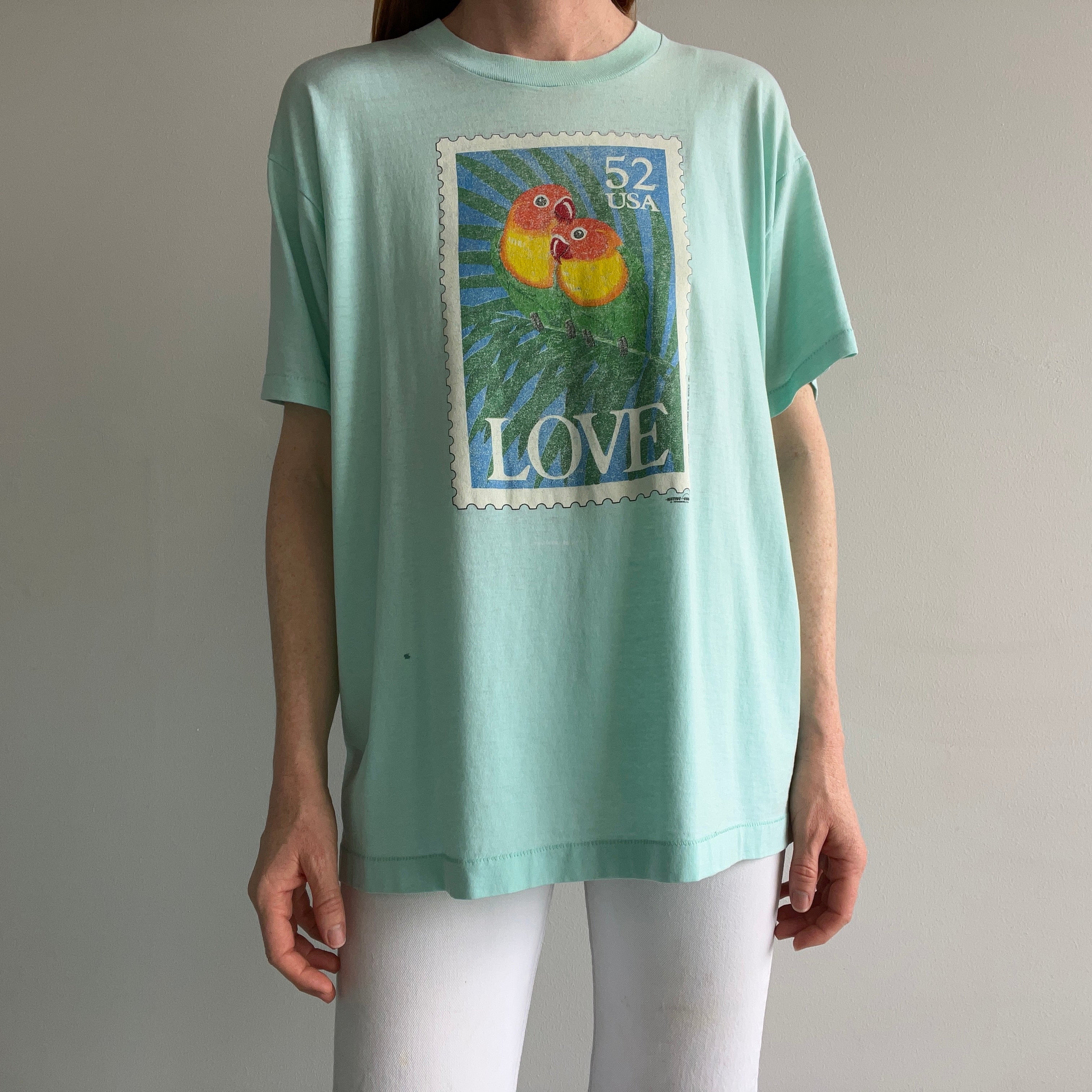 1991 USPS 52 Cent Stamp T-Shirt with a Parrot