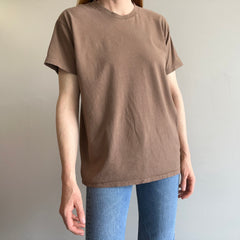 1980s Blank Flat White Coffee Colored T-Shirt