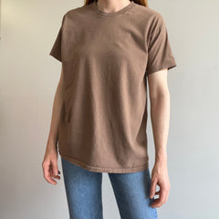 1980s Blank Flat White Coffee Colored T-Shirt