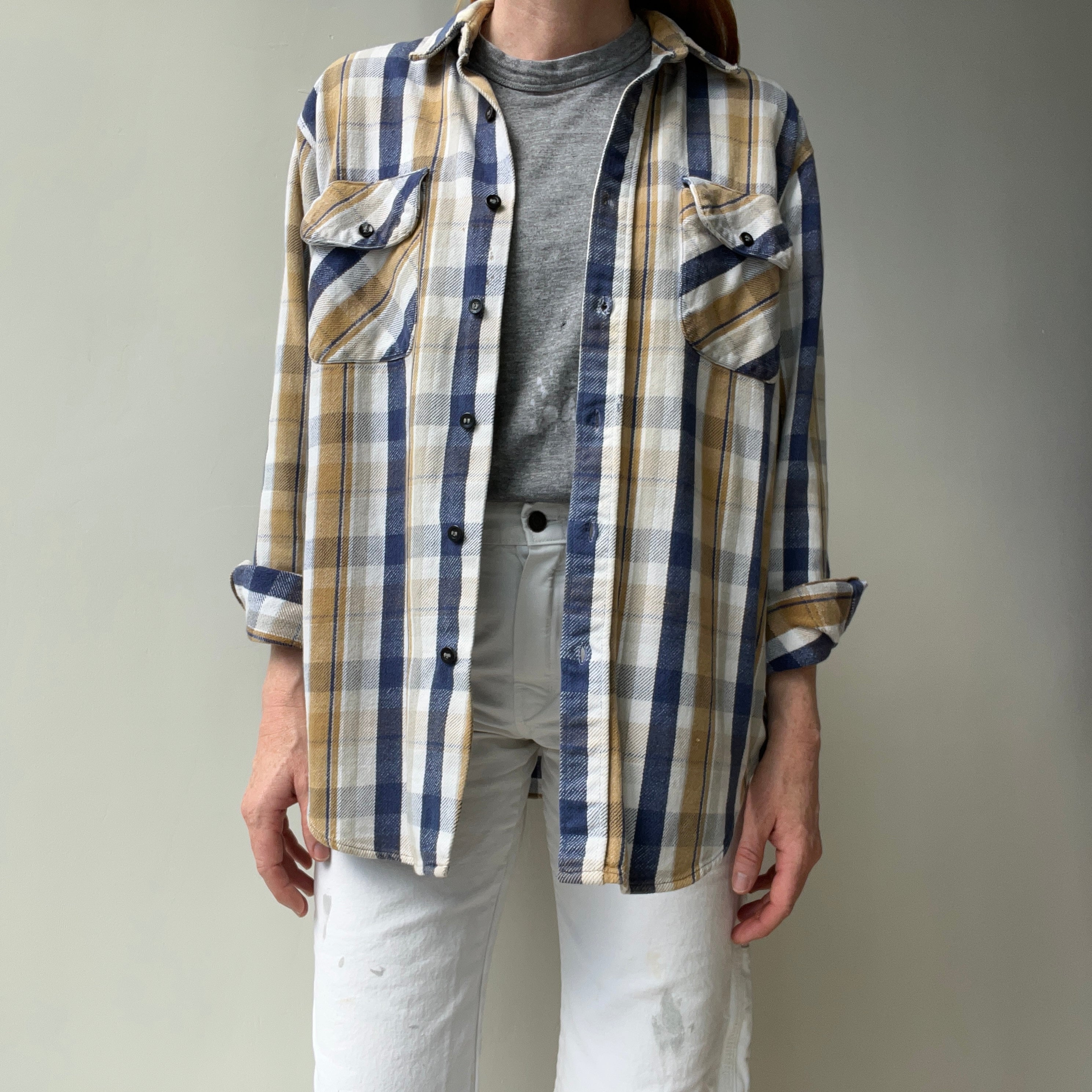 1990/2000s Neutrals and Navy Cotton Flannel