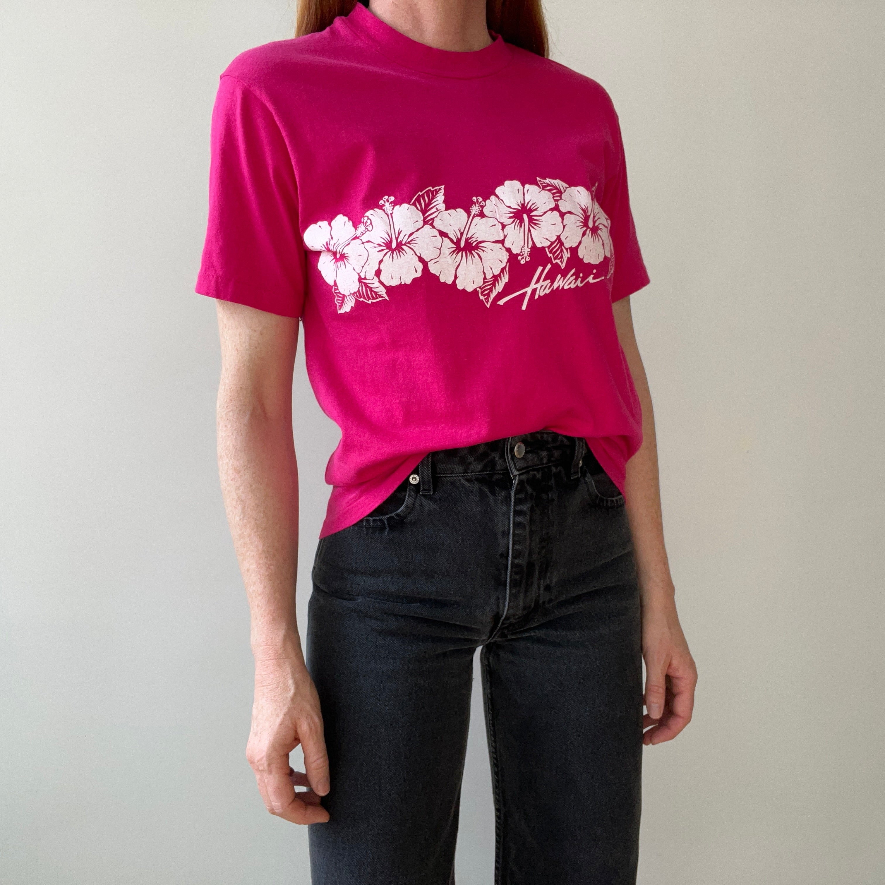 1980s Pink Hawaii T Shirt - Classic Tourist Tee