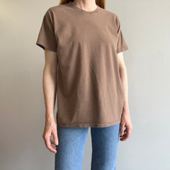 1980s Blank Flat White Coffee Colored T-Shirt