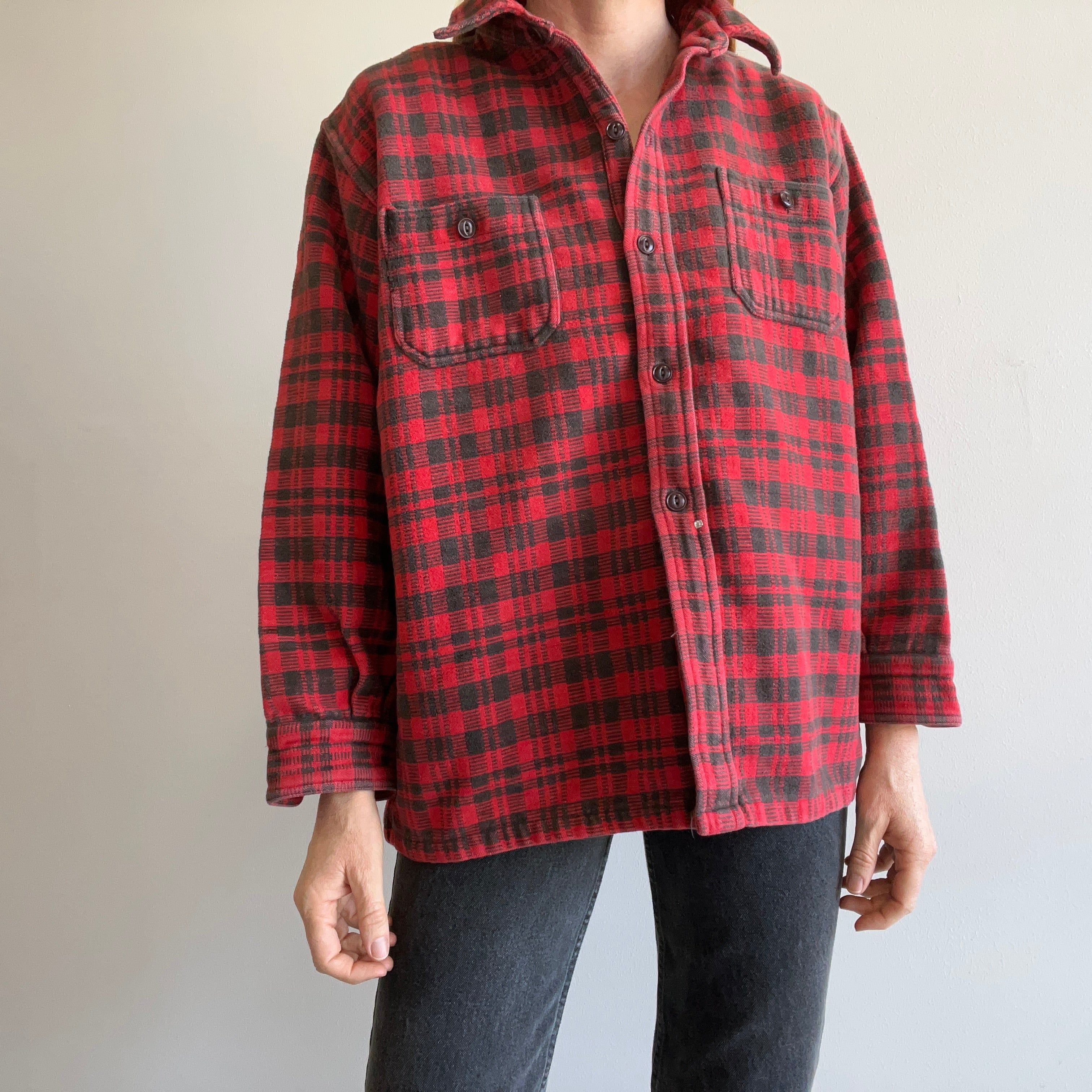 1970s Super Rad Heavy Knit Cotton Flannel/Jacket