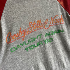 1982 Crosby Stills and Nash Daylight Again Tour Baseball T-Shirt - Front and Back