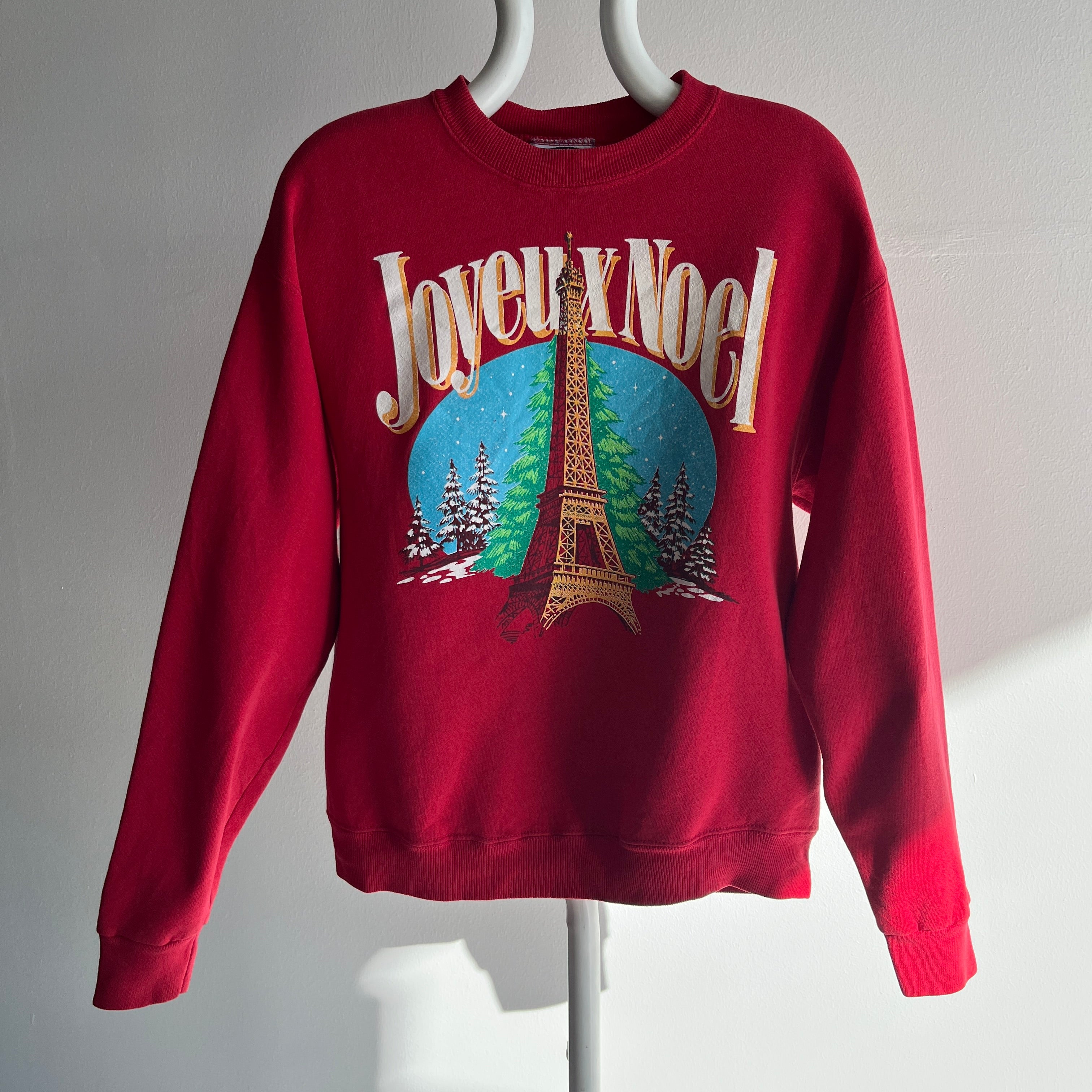 1980s Joyeux Noel Eiffel Tower USA Made Sweatshirt