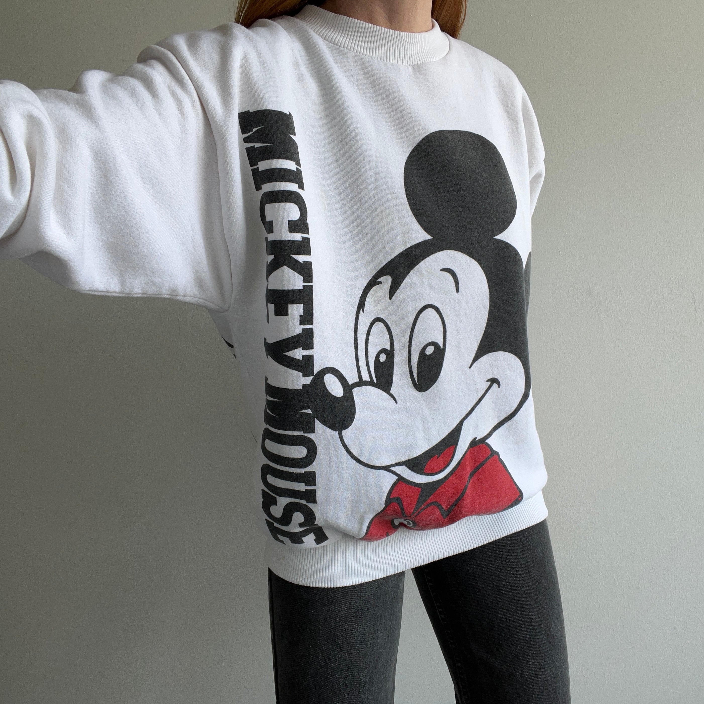 1980s Mickey Mouse Sweatshirt  - Front and Back - w Staining