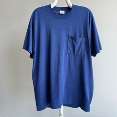 1980s Silky Soft Thinned Out Selvedge Pocket Navy T-Shirt - Swoon