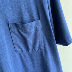 1980s Silky Soft Thinned Out Selvedge Pocket Navy T-Shirt - Swoon