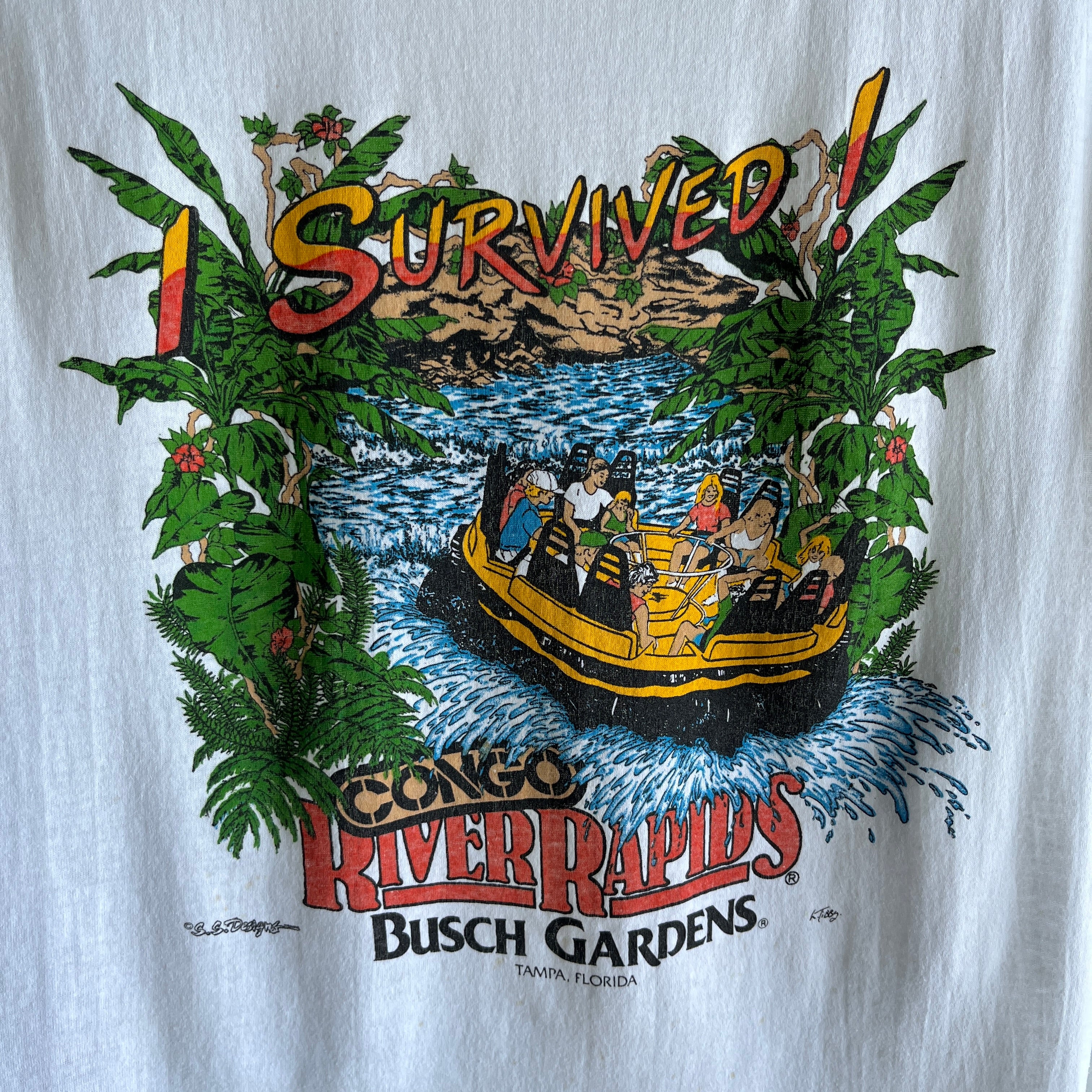 1980s I Survived Busch Gardens Congo Rover Rapids Muscle Tank