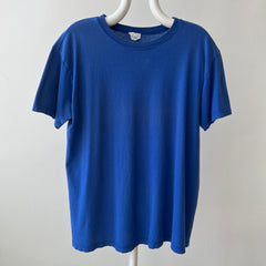 1990s Calvin Klein USA Blank Dodger Blue Cotton T-Shirt
