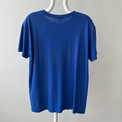 1990s Calvin Klein USA Blank Dodger Blue Cotton T-Shirt