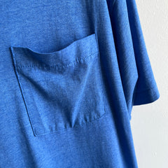 1980s Soft, Thin, Worn Beyond 50/50 Blue Pocket T-Shirt - !!!!!!!!!!