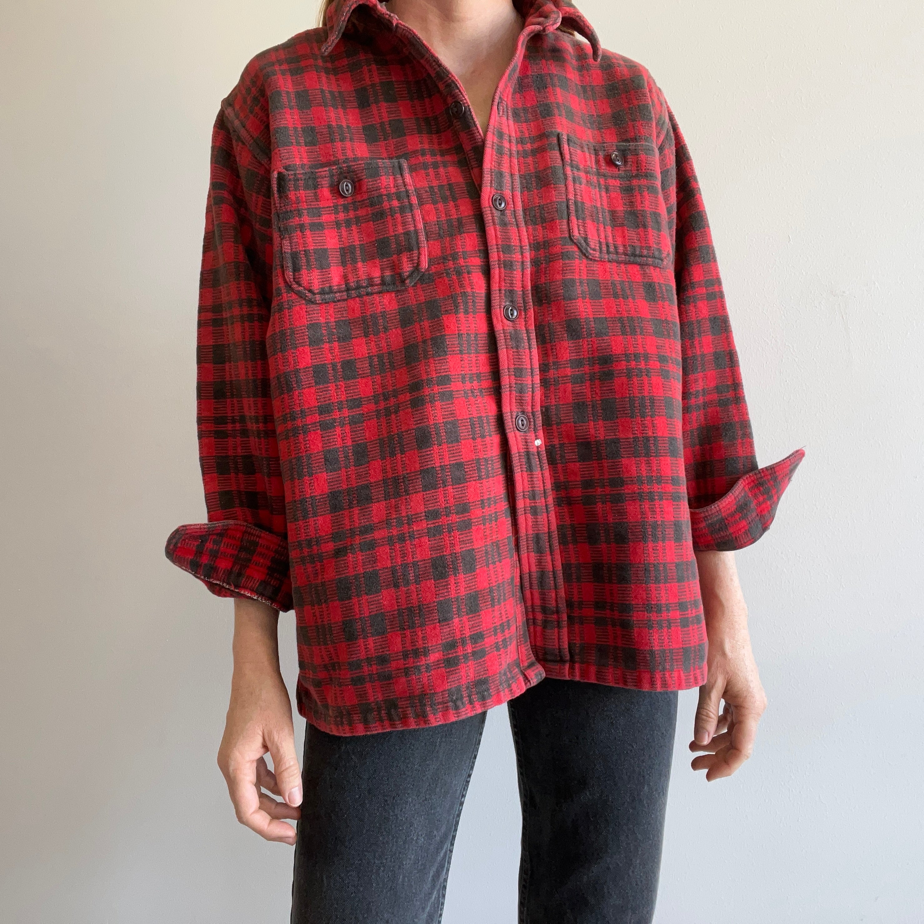 1970s Super Rad Heavy Knit Cotton Flannel/Jacket