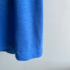 1980s Soft, Thin, Worn Beyond 50/50 Blue Pocket T-Shirt - !!!!!!!!!!