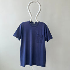 1990s Navy Pocket T-Shirt - Cotton