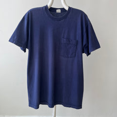 1990s Navy Pocket T-Shirt - Cotton