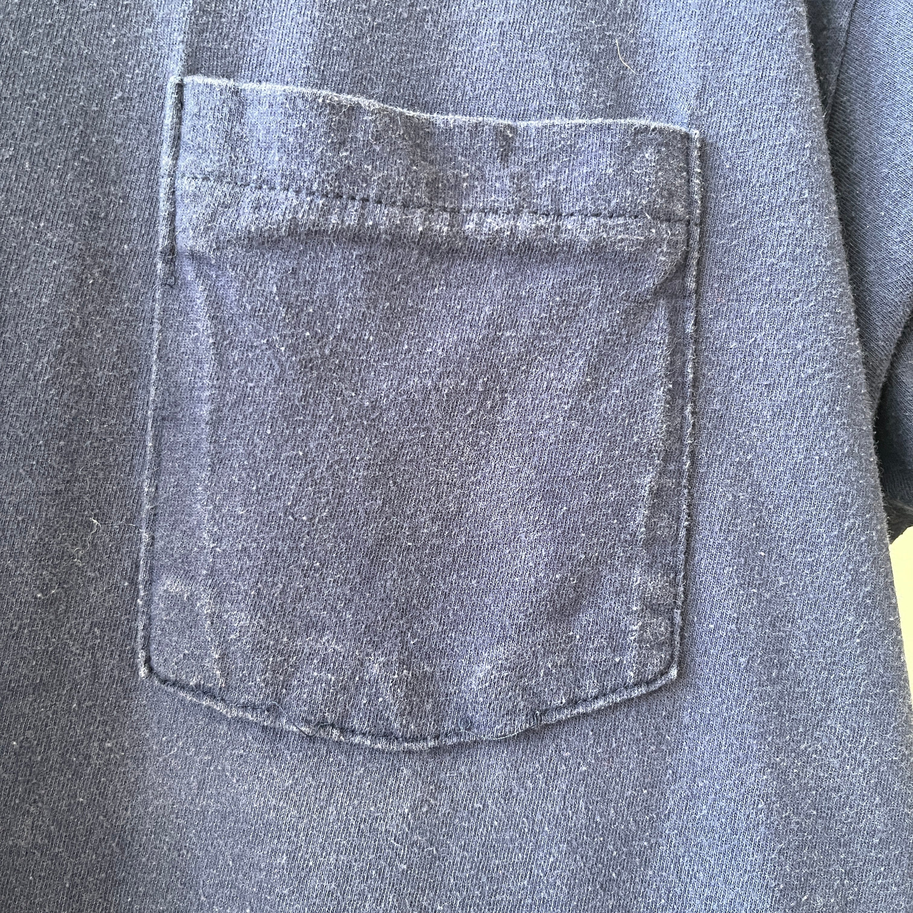 1990s Navy Pocket T-Shirt - Cotton
