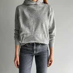 1980s Perfect Generic Gray Pull Over Hoodie with Dreamy Sleeves