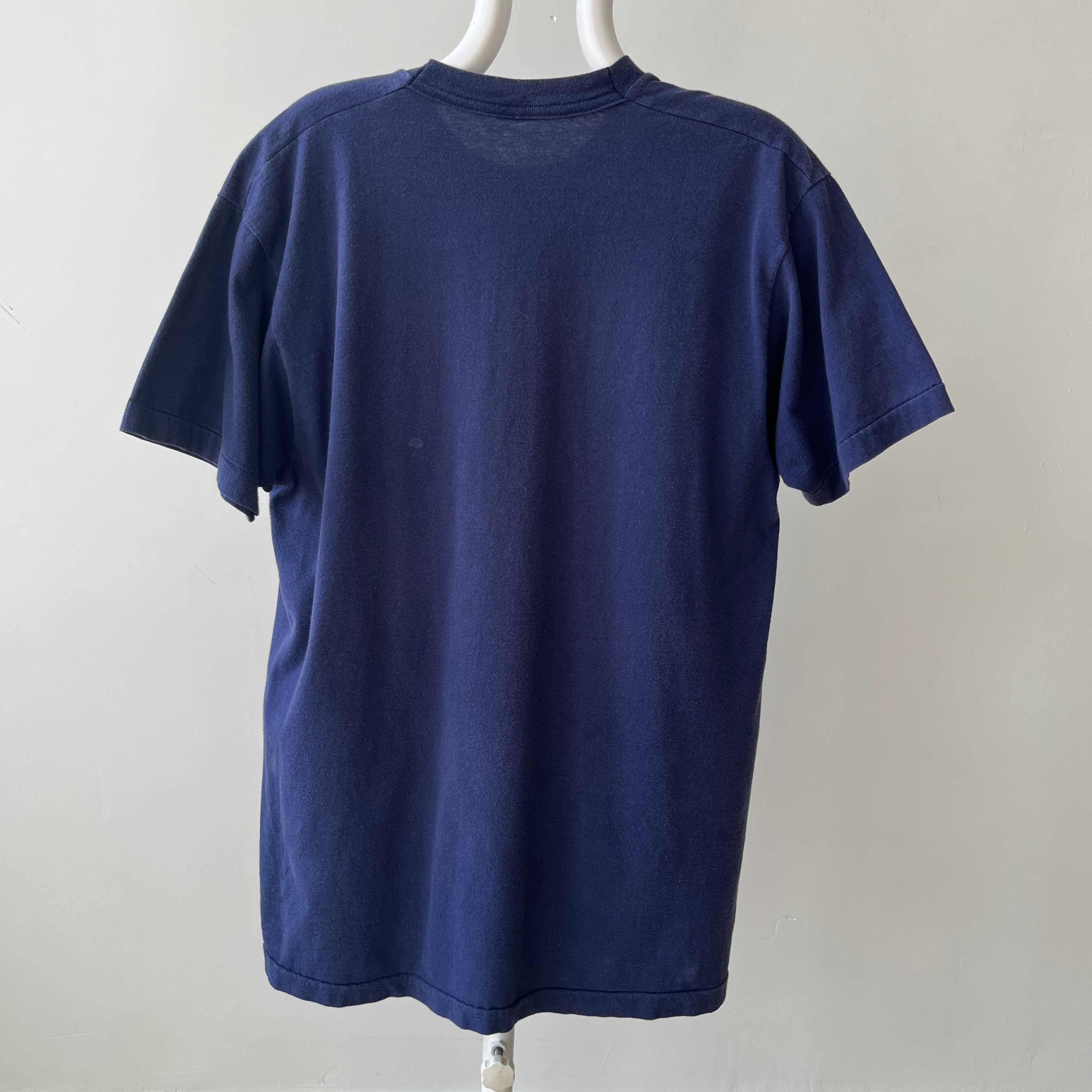 1990s Navy Pocket T-Shirt - Cotton