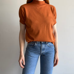 1980s Dolman Sleeve Rusty Mock Neck Short Sleeve T-Shirt