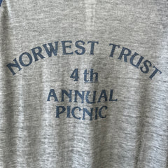 1984 Soft and Silky Paper Thin Norwest Trust Annual Picnic Baseball T-Shirt