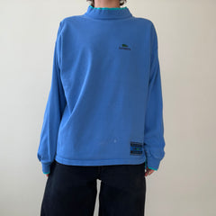 1980s/90s Blank Blue Lacoste Mock Neck Long Sleeve T Shirt