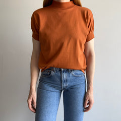 1980s Dolman Sleeve Rusty Mock Neck Short Sleeve T-Shirt