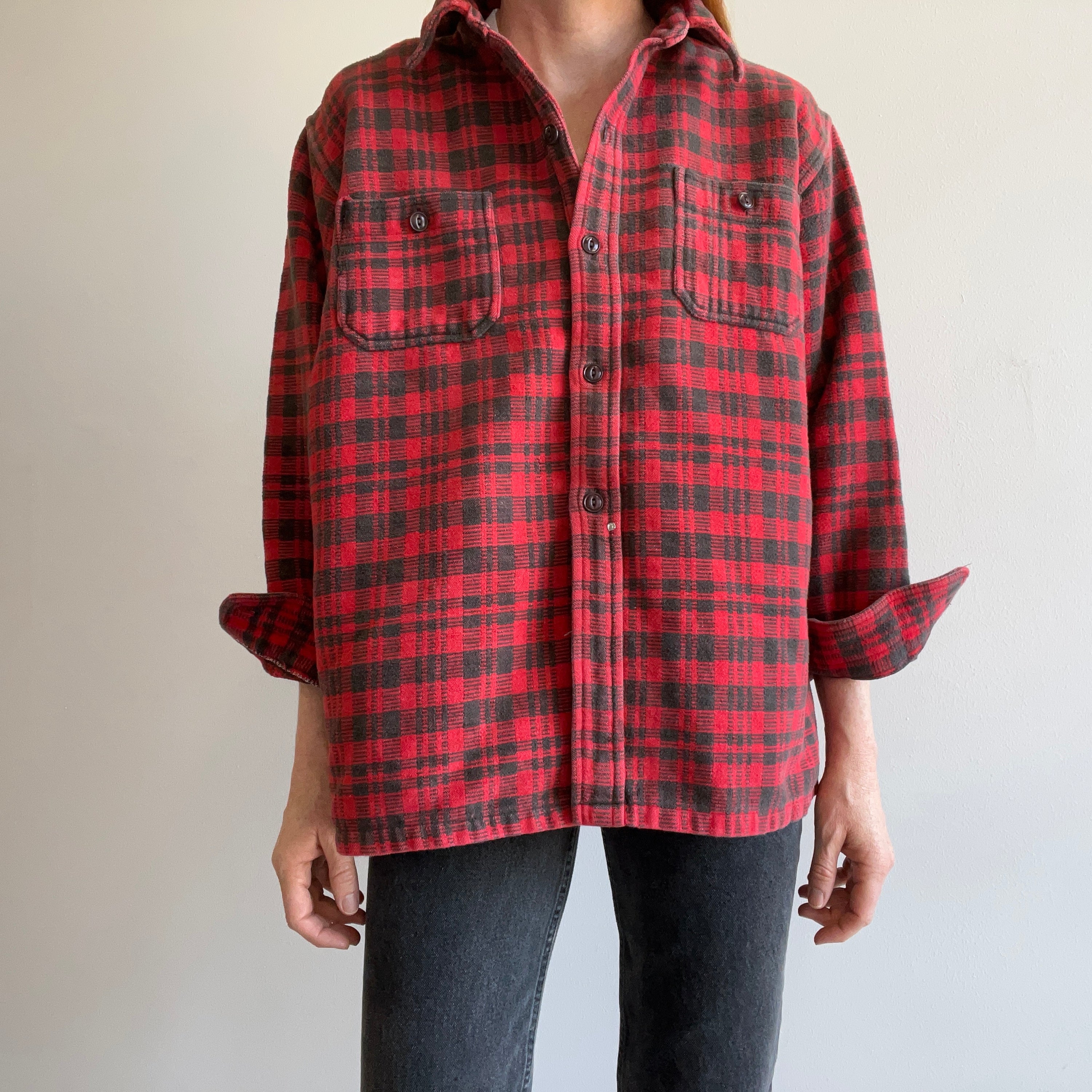 1970s Super Rad Heavy Knit Cotton Flannel/Jacket