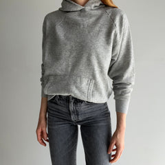 1980s Perfect Generic Gray Pull Over Hoodie with Dreamy Sleeves