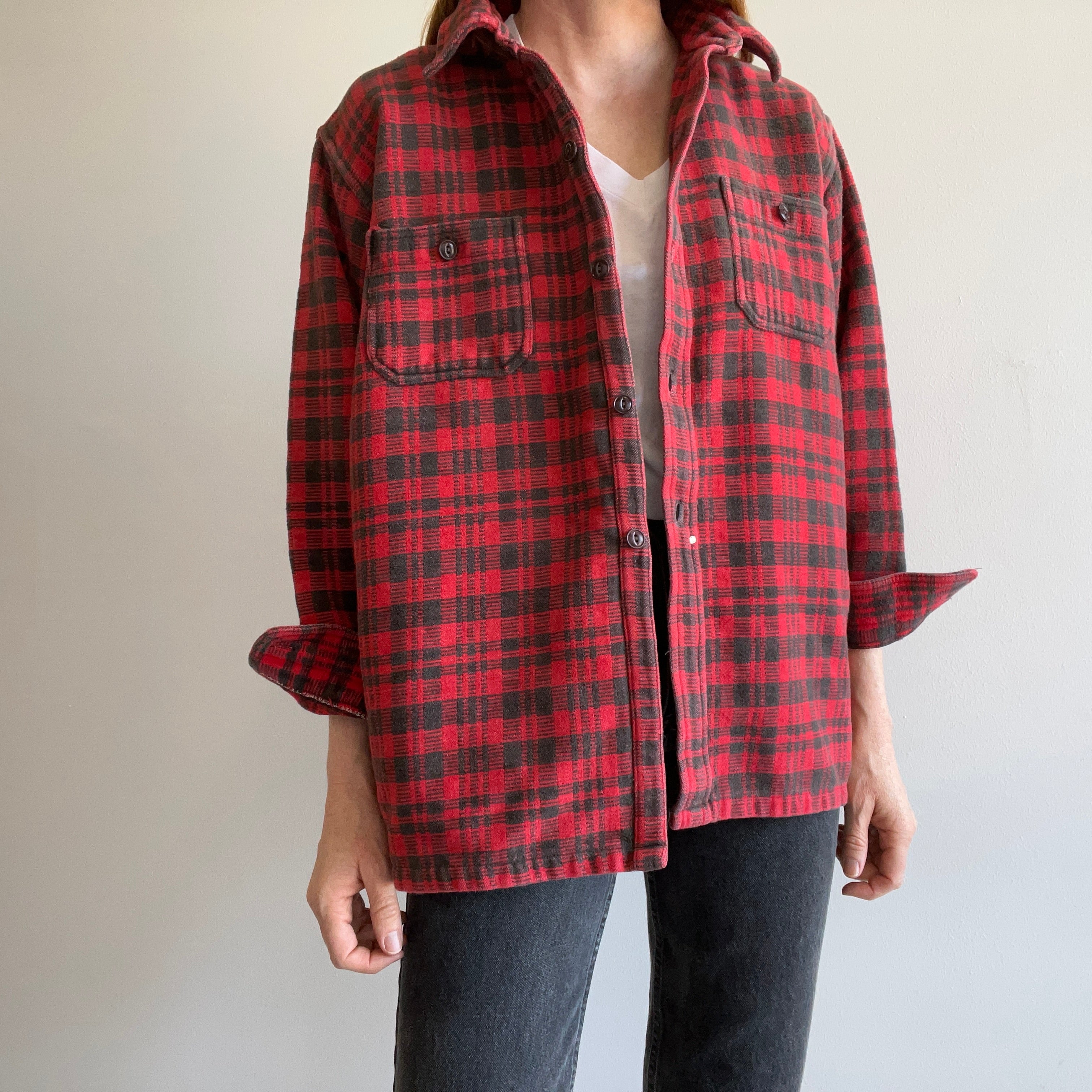 1970s Super Rad Heavy Knit Cotton Flannel/Jacket