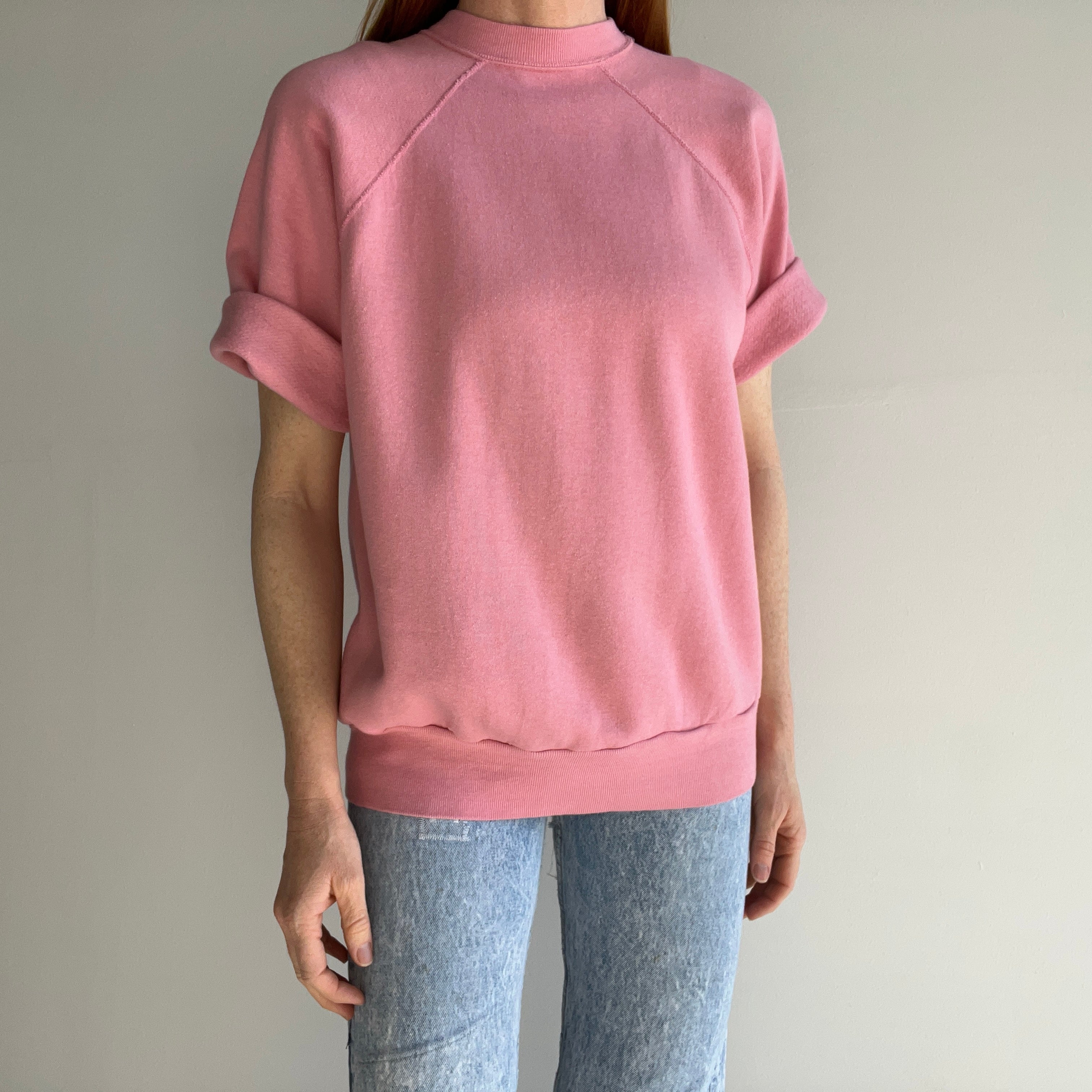 1980s Super Soft and Fleecy Bridesmaids Pink DIY Warm Up Sweatshirt