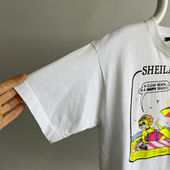 1980s Sheila Loo -  A Clean Beach Is A Happy Beach T-Shirt