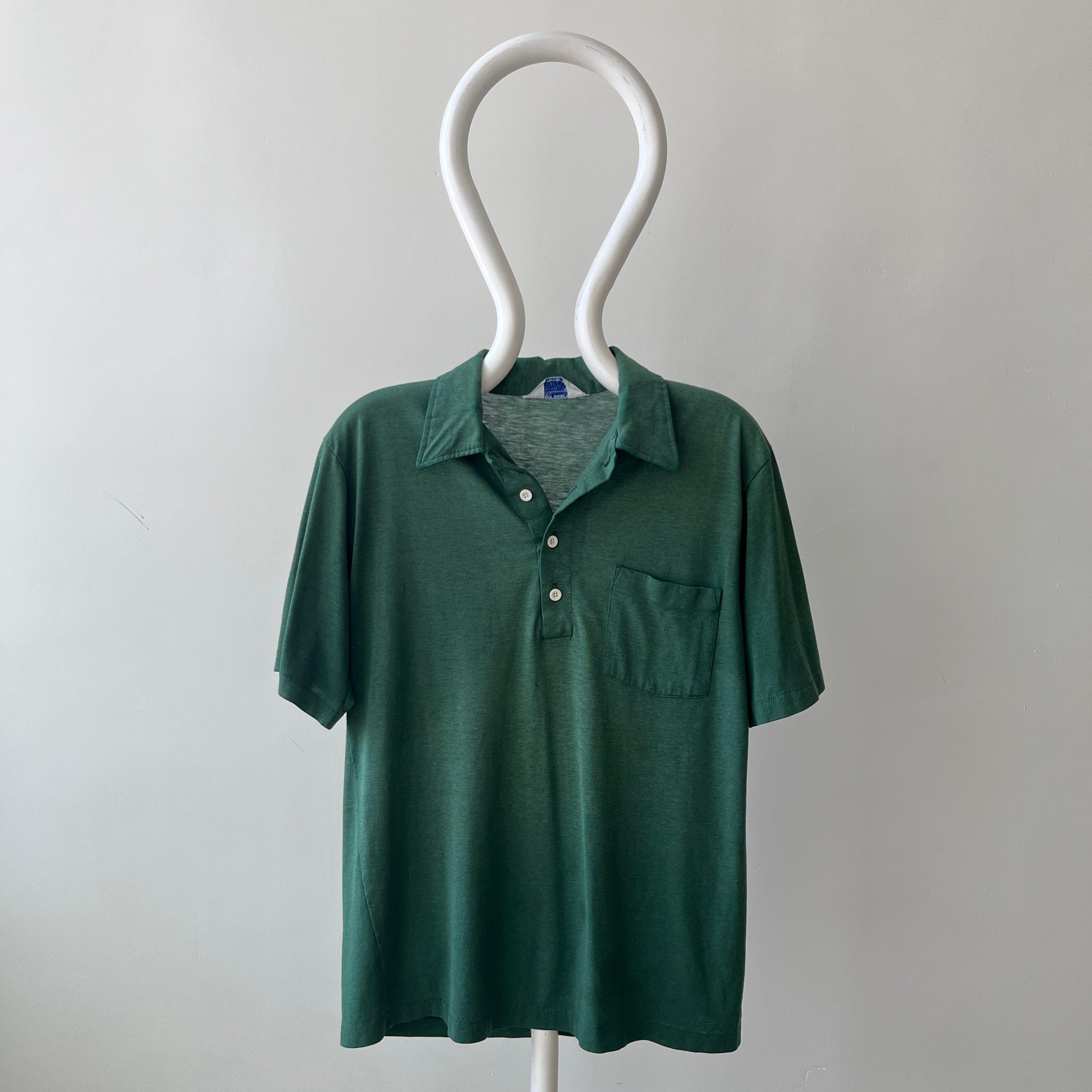 1970s Forest Green Polo Style T-shirt