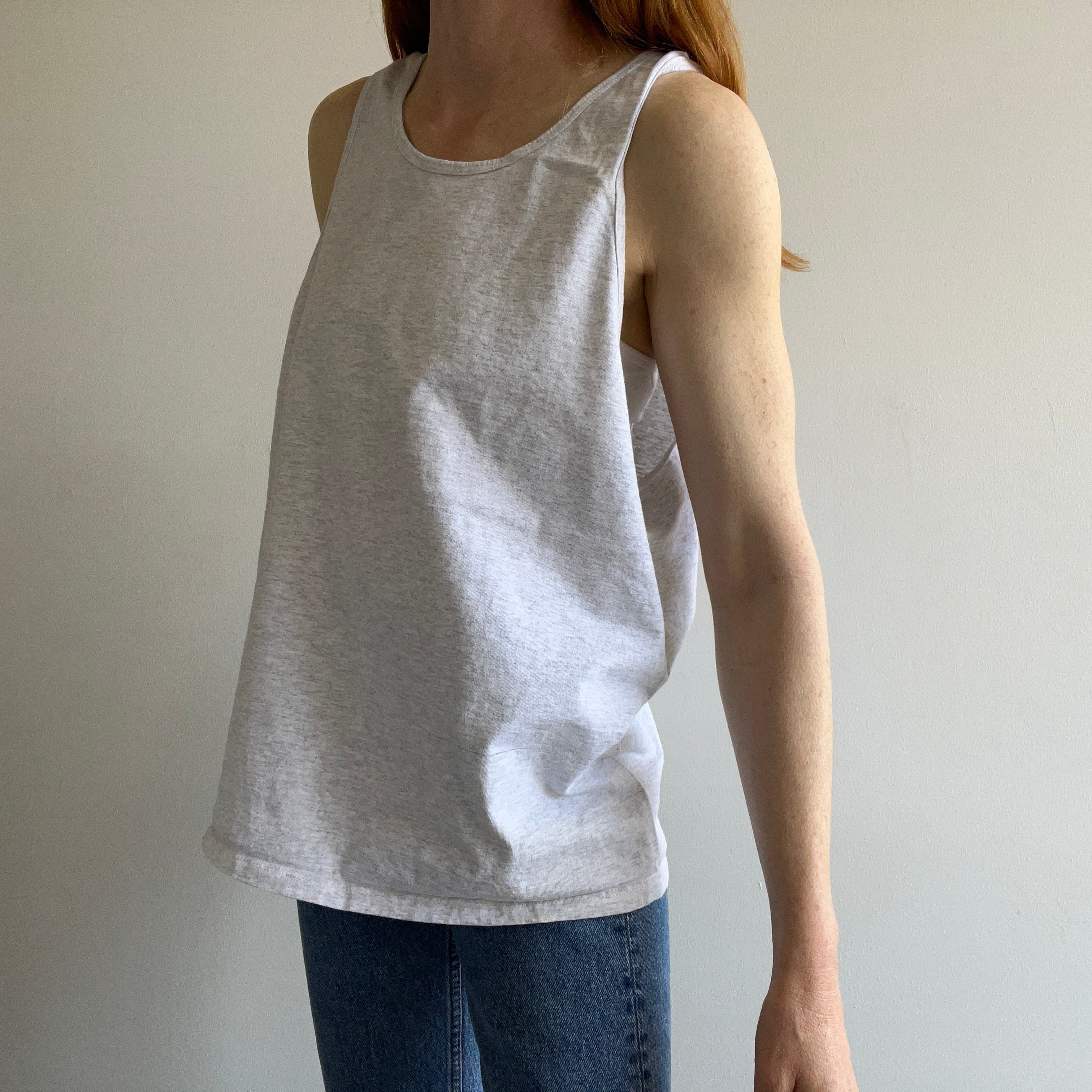 1980s Jerzees Gray Cotton Tank Top