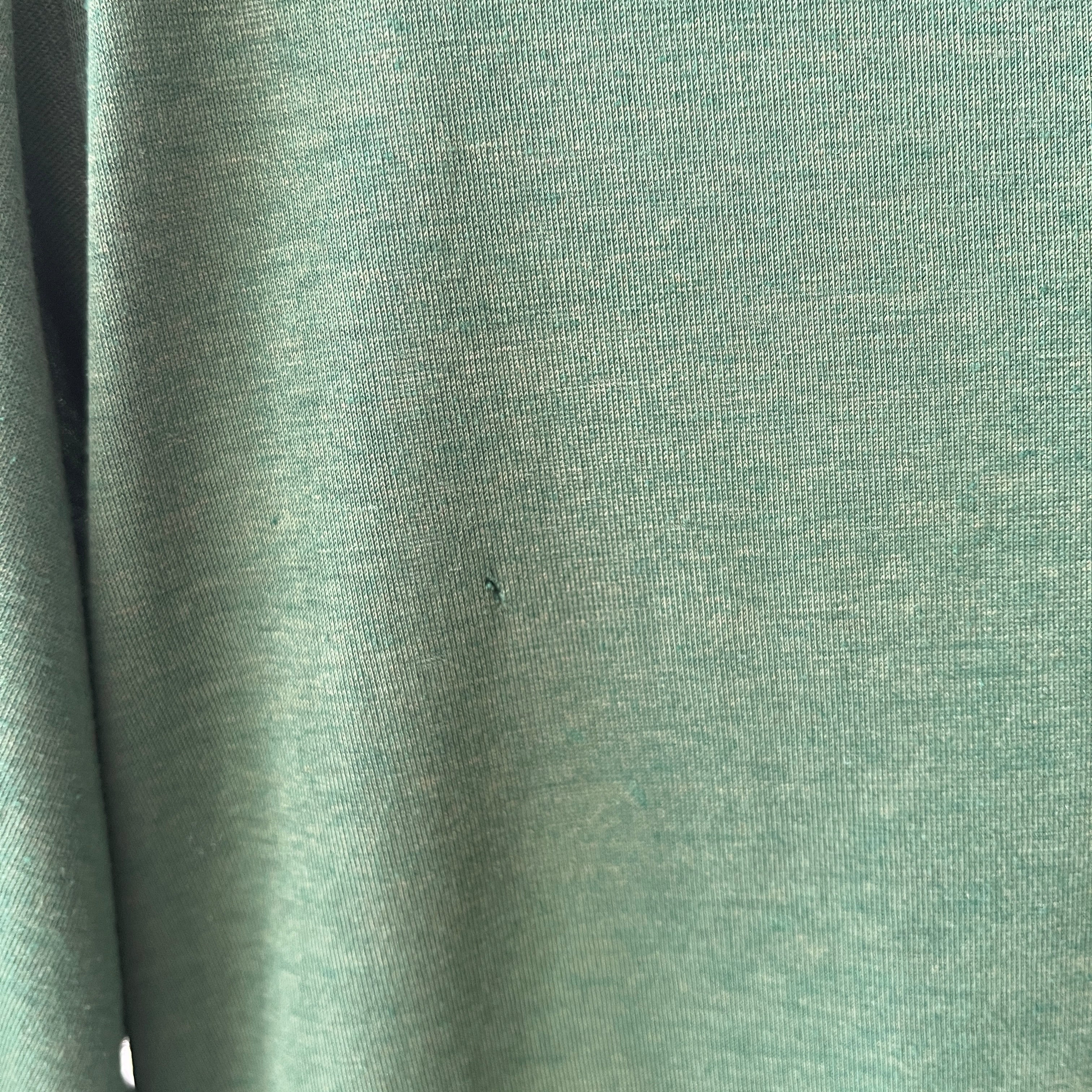 1970s Forest Green Polo Style T-shirt